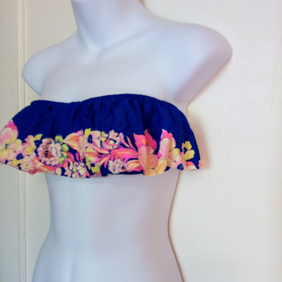 American Eagle Outfitters Other - American Eagle Outfitters Ladies Floral Strapless Blue Bikini Sz Sm